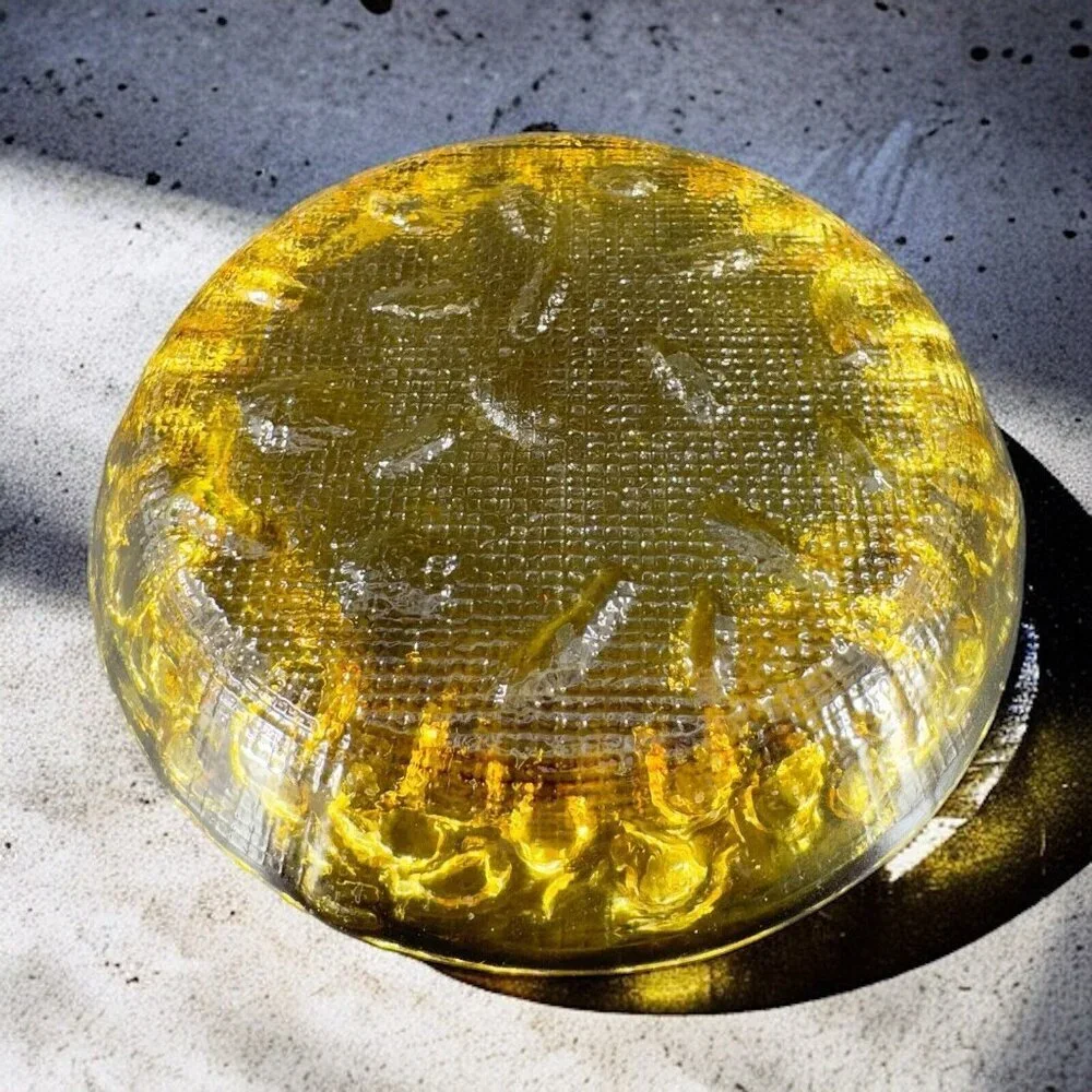 Round Art Glass Dish Plate‎ Thick Glass Textured Center Trinket Glass Decor